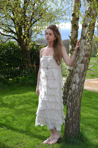 Raggi Silk Edged Skirt/Dress in Vanilla - Feathers Of Italy 