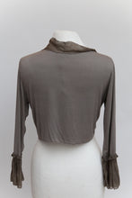 Load image into Gallery viewer, Silk Edged Tie Front Wrap in Mocha - Feathers Of Italy 
