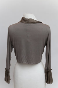 Silk Edged Tie Front Wrap in Mocha - Feathers Of Italy 
