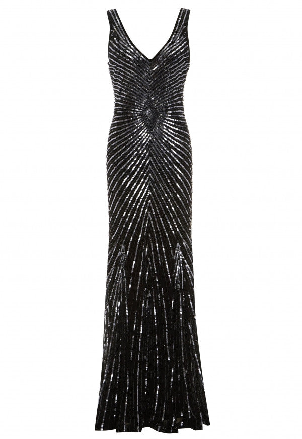 LBD Lily Beaded Dress in Black - Feathers Of Italy 