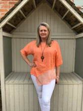 Load image into Gallery viewer, Silk layer Linen Top in Orange Made in Italy by Feathers Of Italy One Size - Feathers Of Italy 
