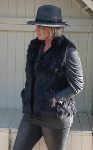 Verona Fur Gilet in Grey - Feathers Of Italy 