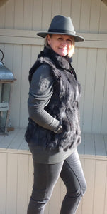 Verona Fur Gilet in Grey - Feathers Of Italy 